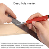Deep Hole Marker Premium Mechanical Pencil Marker with Integrated Sharpener-for Wood, Metal,Stone I Drill Hole Marker, Red