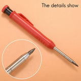 Deep Hole Marker Premium Mechanical Pencil Marker with Integrated Sharpener-for Wood, Metal,Stone I Drill Hole Marker, Red