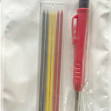 Deep Hole Marker Premium Mechanical Pencil Marker with Integrated Sharpener-for Wood, Metal,Stone I Drill Hole Marker, Red