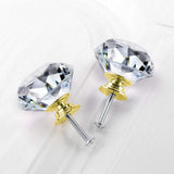Dresser Drawer Cabinet Knobs 30mm Diamond Shaped Crystal Glass Knobs Pulls for Kitchen Wardrobe Cupboard (10 Pack, Gold)