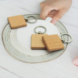 Blank Wooden Keychain DIY Handmade Geometric Tag Pendant Keyring Purse Backpack Ornament 10 Pcs