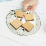 Blank Wooden Keychain DIY Handmade Geometric Tag Pendant Keyring Purse Backpack Ornament 10 Pcs