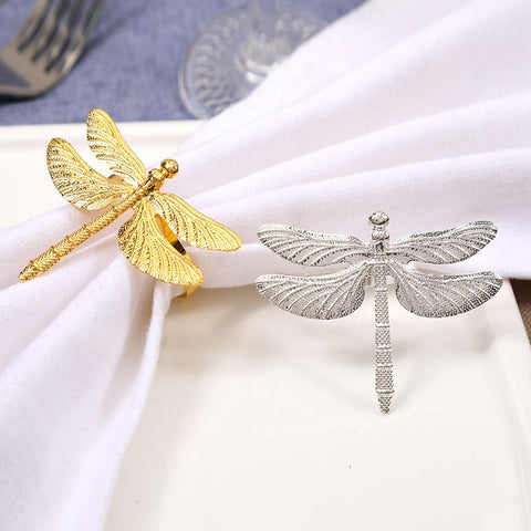 2PCS Dragonfly Napkin Ring Gold DIY Hotel Wedding Banquet Table Display Metal Napkin Buckle （Gold /Silver） In Australia - Darrahopens