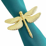 2PCS Dragonfly Napkin Ring Gold DIY Hotel Wedding Banquet Table Display Metal Napkin Buckle （Gold /Silver）