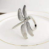 2PCS Dragonfly Napkin Ring Gold DIY Hotel Wedding Banquet Table Display Metal Napkin Buckle （Gold /Silver）