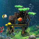 Aquarium Decorations Fish Tank Ornaments House on Terrace with Tree Root Resin Handicrafts for Betta Fish In Australia - Darrahopens