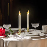 LED White Taper Candles with Gold Holders Pack of 2, Elegant Glow Centerpieces Flameless Candlesticks for Home Décor