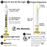 LED White Taper Candles with Gold Holders Pack of 2, Elegant Glow Centerpieces Flameless Candlesticks for Home Décor