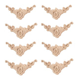 8pcs 8 x 8cm Wood Carved Corner Onlay Applique Door Cabinet Rose Unpainted European Style  thick classic taste