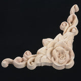 8pcs 8 x 8cm Wood Carved Corner Onlay Applique Door Cabinet Rose Unpainted European Style  thick classic taste