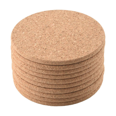 Set of 10 Cork Bar Drink Coasters - Absorbent and Reusable - 90mm, 5mm Thick Pack Round Cork Mats Cork Backing Sheets Reusable In Australia - Darrahopens