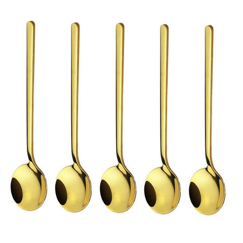 5 Pack Espresso spoons Stainless Steel Teaspoons Set for Coffee Sugar Dessert Cake Ice Cream Soup 5.3 Inch Gold In Australia - Darrahopens