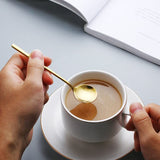 5 Pack Espresso spoons Stainless Steel Teaspoons Set for Coffee Sugar Dessert Cake Ice Cream Soup 5.3 Inch Gold
