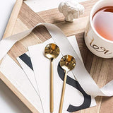 5 Pack Espresso spoons Stainless Steel Teaspoons Set for Coffee Sugar Dessert Cake Ice Cream Soup 5.3 Inch Gold
