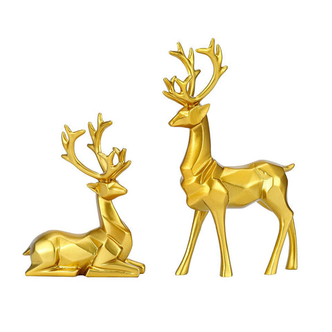 2pcs  Elk Deer Statue Couple Reindeer Figurines Resin Sculpture Living Room Home Decoration Nordic Tabletop Ornaments