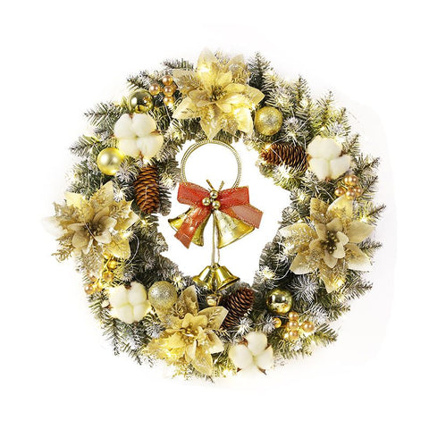 Golden Bell Front Door Artificial Christmas Wreath Pinecone Cotton Golden Flowers Indoor and Outdoor Farmhouse Home Decoration In Australia - Darrahopens