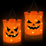 2pcs， Halloween Party Pumpkin Bags,  Multipurpose Halloween Trick or Treat Bucket with Pumpkin Smile Face Birthday Party