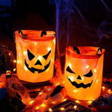 2pcs， Halloween Party Pumpkin Bags,  Multipurpose Halloween Trick or Treat Bucket with Pumpkin Smile Face Birthday Party