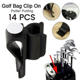 14pcs Golf Club Bag Clips On Putter Clamp Holder Organizer Value Durable Plastic Black Putting Clip Golf Accessories for Men Women Golfer