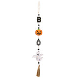 3pcs  Halloween Wooden Bead Wreath Farmhouse Tree Pumpkin Spider Skeleton Ghost Plaque Wall Decoration Bead String