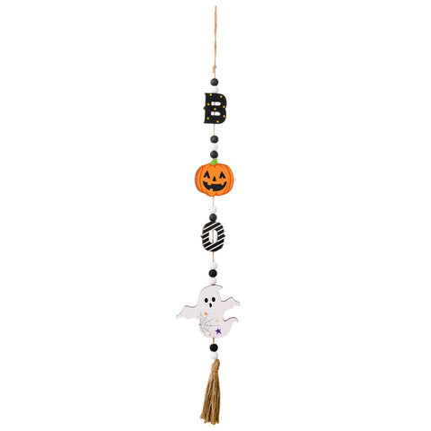 3pcs  Halloween Wooden Bead Wreath Farmhouse Tree Pumpkin Spider Skeleton Ghost Plaque Wall Decoration Bead String