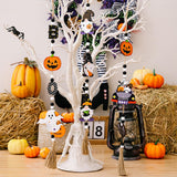 3pcs  Halloween Wooden Bead Wreath Farmhouse Tree Pumpkin Spider Skeleton Ghost Plaque Wall Decoration Bead String