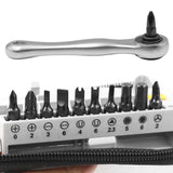 Mini Ratchet Wrench Set, Stubby Ratchet, Ratchet Wrench and Screwdriver Bit, Small Ratchet Drive with CR-V Steel