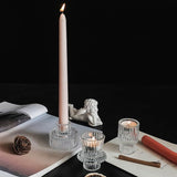 3pcs，Glass candle holder tea lamp candle holder, suitable for dining table center, wedding decoration, and dinner parties