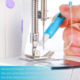Blue sewing machine threading device, sewing machine needle insertion device, automatic threading device, tool embroidery process