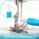 Blue sewing machine threading device, sewing machine needle insertion device, automatic threading device, tool embroidery process