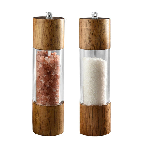 2pcs  Advanced Acrylic Salt and Pepper Grinder, Wooden Pepper Grinder, Durable Ceramic Grinder with Adjustable Thickness for Grinding In Australia - Darrahopens