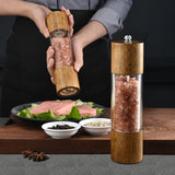 2pcs  Advanced Acrylic Salt and Pepper Grinder, Wooden Pepper Grinder, Durable Ceramic Grinder with Adjustable Thickness for Grinding In Australia - Darrahopens