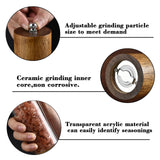 2pcs  Advanced Acrylic Salt and Pepper Grinder, Wooden Pepper Grinder, Durable Ceramic Grinder with Adjustable Thickness for Grinding