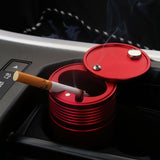 Aluminum Alloy Car Ashtray Car Interior Fittings with Spin Lid Portable Oil Drum Design for Most Car Cup Holder,Red