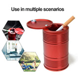 Aluminum Alloy Car Ashtray Car Interior Fittings with Spin Lid Portable Oil Drum Design for Most Car Cup Holder,Red