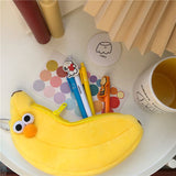 2pcs，Cute novel funny face simulation food fruit chicken leg banana figure soft padded top coat zipper pencil case