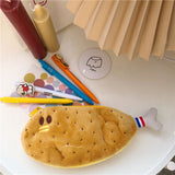 2pcs，Cute novel funny face simulation food fruit chicken leg banana figure soft padded top coat zipper pencil case