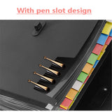 Extended file manager leather organ bag 26 compartment portable organ bag multi layer folder large capacity