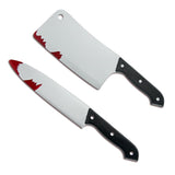 2pcs Halloween costume party game performance supplies, prank horror plastic props, sharp knives, kitchen knives with bloody knives