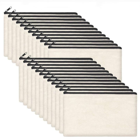 24pcs DIY Craft Canvas Zipper Bag Blank Makeup Bag, Student Blank Canvas Pen Bag Stationery Storage Bag Cotton Zipper Makeup Bag In Australia - Darrahopens