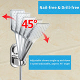 Adjustable Vacuum Suction Cup Shower Head Bracket Without Drilling Wall Mounted Shower Wand Holder for Bathroom Silver