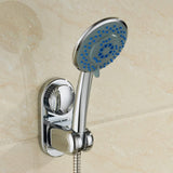 Adjustable Vacuum Suction Cup Shower Head Bracket Without Drilling Wall Mounted Shower Wand Holder for Bathroom Silver