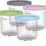 Dishwasher washable, colored lid, transparent/gray/stone gray/pink/water green ice cream storage jar In Australia - Darrahopens