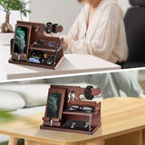 Solid wood mobile phone stand, desktop creative storage rack, multifunctional for hanging watches, glasses, keys In Australia - Darrahopens