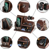 Solid wood mobile phone stand, desktop creative storage rack, multifunctional for hanging watches, glasses, keys In Australia - Darrahopens