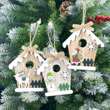 3pcs Christmas Pendant Fine Workmanship Adorable Durable Exquisite Decoration Wooden Rustic Tree Ornaments Holiday Hanging for