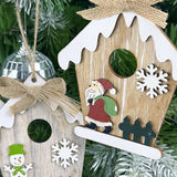 3pcs Christmas Pendant Fine Workmanship Adorable Durable Exquisite Decoration Wooden Rustic Tree Ornaments Holiday Hanging for