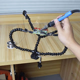 4 Flexible Arm Helping Hands Third Hand Soldering Tool PCB Holder Welding Stand Black for PCB Repairing Circuit Board