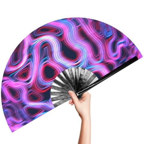 Large Folding Hand Rave Fan, Handheld Fan with Fan bag,for Music Festivals,Carnival,Rainbow Outfits,Disco Party,Neon Party In Australia - Darrahopens