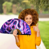 Large Folding Hand Rave Fan, Handheld Fan with Fan bag,for Music Festivals,Carnival,Rainbow Outfits,Disco Party,Neon Party